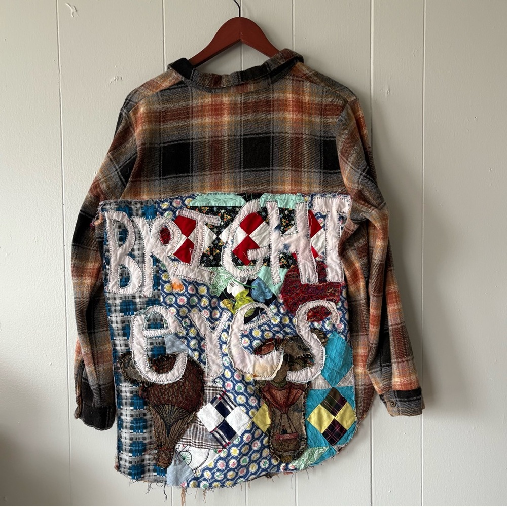 SOLD Bright Eyes Upcycled Flannel - Picture 4 of 10